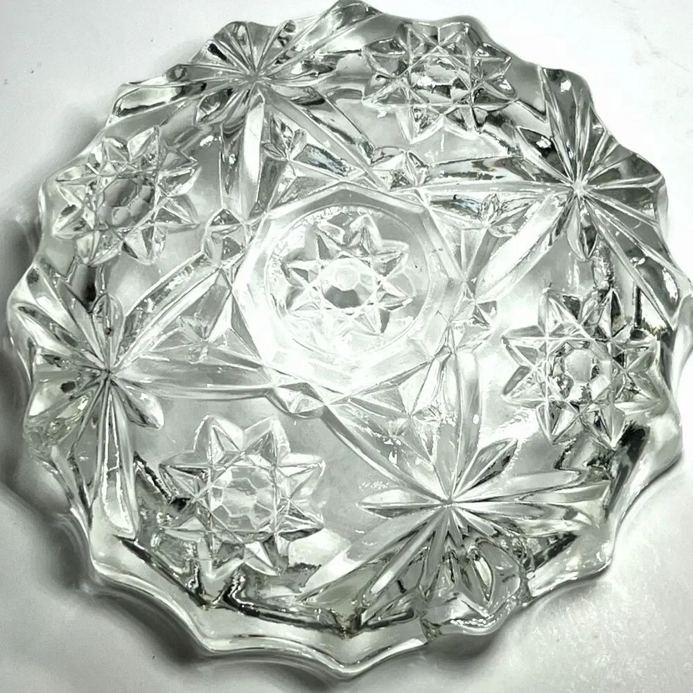 Vintage Anchor Hocking EAPC Star & Fan Glass Ashtray 4.25